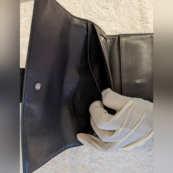 Coach Smooth Soft Black Leather Soho Trifold Envelope Wallet Silver Buckle - Picture 10 of 12